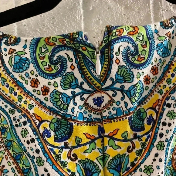Women’s Size 12 Mini Dress Multicolor Patterned Office Colorful Sleeveless Zip - Picture 4 of 11